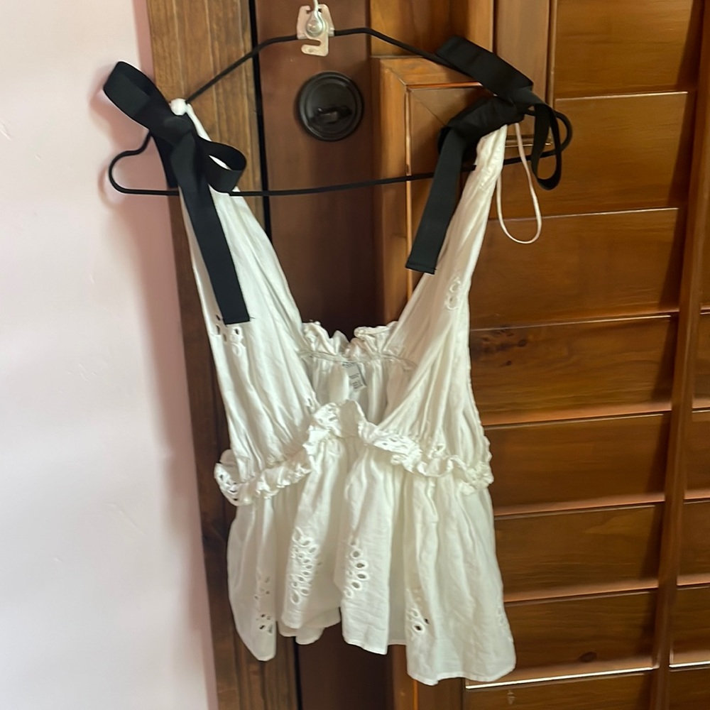 White cotton eyelet summer top